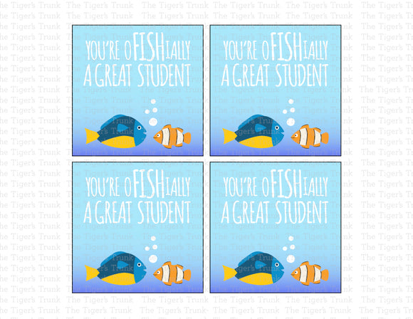 You're oFISHially a Great Student | Instant Download | Printable Valentine Tags