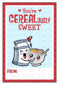 You're CEREALously Sweet printable Valentine card