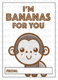 I'm Bananas For You printable Valentine card