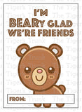 I'm BEARy Glad We're Friends printable Valentine card
