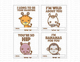 Zoo Animal printable Valentine cards
